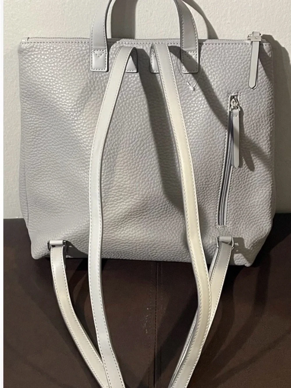 Fiorelli Finley Backpack Gray Pebbled Faux Leather Rucksack Handbag Travel Mini